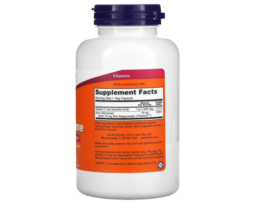 NOW Foods, C-1000 и цинк для иммунитета, 180 растительных капсул NOW Foods, C-1000 и цинк для иммунитета, 180 растительных капсул