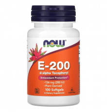NOW Foods, E-200, 134 мг (200 МЕ), 100 мягких таблеток