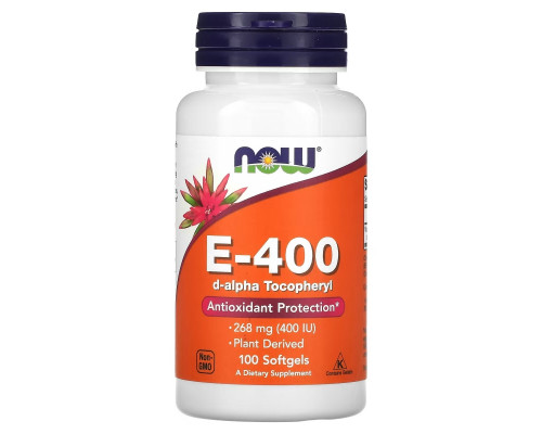 NOW Foods, E-400, 268 mg (400 IU), 100 Softgels NOW Foods, E-400, 268 mg (400 IU), 100 Softgels