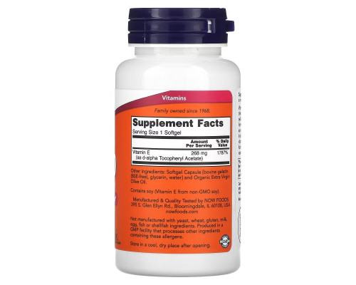NOW Foods, E-400, 268 mg (400 IU), 100 Softgels NOW Foods, E-400, 268 mg (400 IU), 100 Softgels