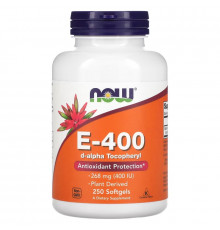 Now Foods, Natural E-400, 250 мягких таблеток