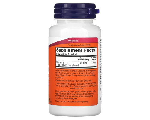 NOW Foods, E-400 with Mixed Tocopherols, 268 mg (400 IU), 100 Softgels NOW Foods, E-400 with Mixed Tocopherols, 268 mg (400 IU), 100 Softgels