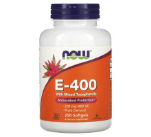 Now Foods, Натуральный витамин E-400 с разными типами токоферола, 250 желатиновых капсул