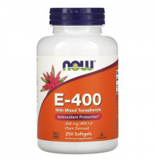 Now Foods, Натуральный витамин E-400 с разными типами токоферола, 250 желатиновых капсул