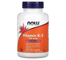 Now Foods, Витамин K-2, 100 мкг, 250 вегетарианских капсул