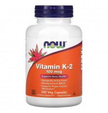Now Foods, Витамин K-2, 100 мкг, 250 вегетарианских капсул