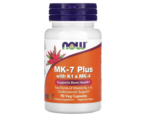NOW Foods, MK-7 Plus with K1 & MK-4, 90 Veg Capsules NOW Foods, MK-7 Plus with K1 & MK-4, 90 Veg Capsules