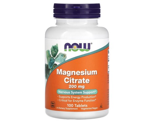 NOW Foods, Magnesium Citrate, 200 mg, 100 Tablets NOW Foods, Magnesium Citrate, 200 mg, 100 Tablets