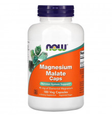 Now Foods, Magnesium Malate Caps, 180 Veg Capsules
