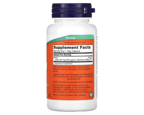 NOW Foods, Boron, 3 mg, 100 Veg Capsules NOW Foods, Boron, 3 mg, 100 Veg Capsules