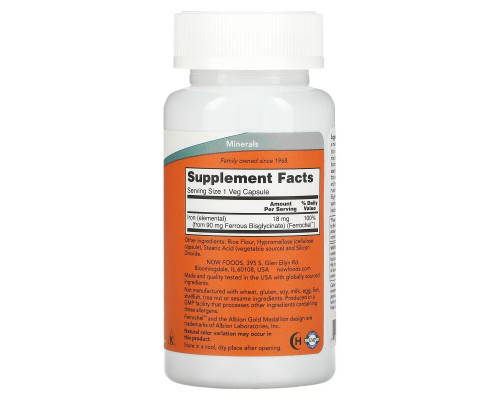 Now Foods Iron 18 мг 120 вегетарианских капсул Now Foods Iron 18 мг 120 вегетарианских капсул