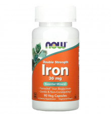 Now Foods Железо Double Strength 36 мг 90 вегетарианских капсул