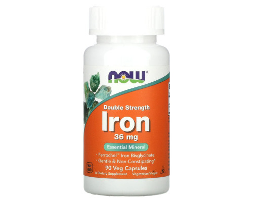 Now Foods Железо Double Strength 36 мг 90 вегетарианских капсул