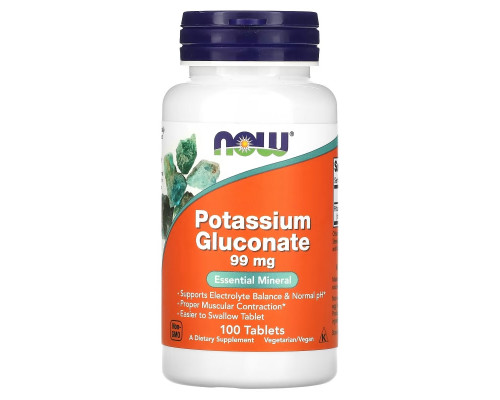NOW Foods, Potassium Gluconate, 99 mg, 100 Tablets