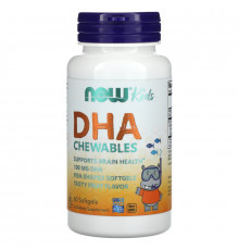 Now Foods Детские жевательные капсулы с DHA фруктовый вкус 100 мг 60 мягких капсул