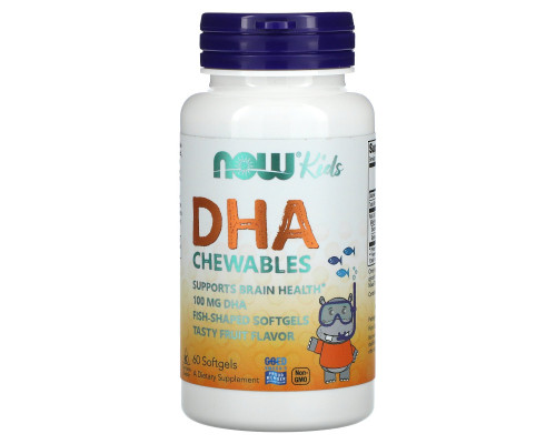 Now Foods Детские жевательные капсулы с DHA фруктовый вкус 100 мг 60 мягких капсул Now Foods Детские жевательные капсулы с DHA фруктовый вкус 100 мг 60 мягких капсул