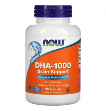 Now Foods, DHA-1000 для улучшения работы мозга с повышенной силой действия, 1000 мг, 90 мягких таблеток
