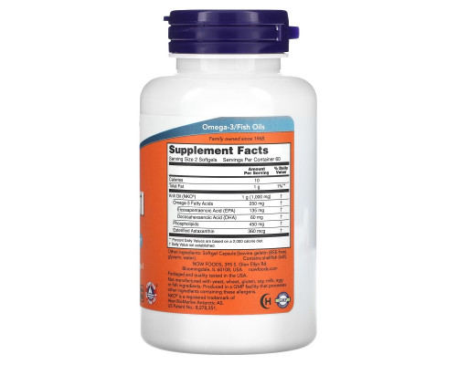 Now Foods Рыбий жир из криля Нептун (NKO) 500 мг 120 мягких желатиновых капсул