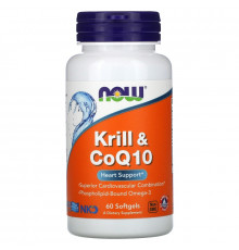 Now Foods, Криль и CoQ10, 60 мягких желатиновых капсул