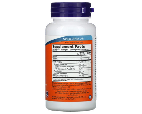 Now Foods, Криль и CoQ10, 60 мягких желатиновых капсул Now Foods, Криль и CoQ10, 60 мягких желатиновых капсул