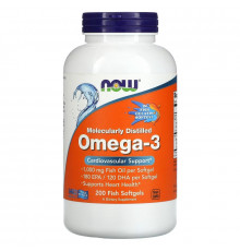 Now Foods, Molecularly Distilled Omega-3, 180 EPA/120 DHA, 200 Fish Softgels