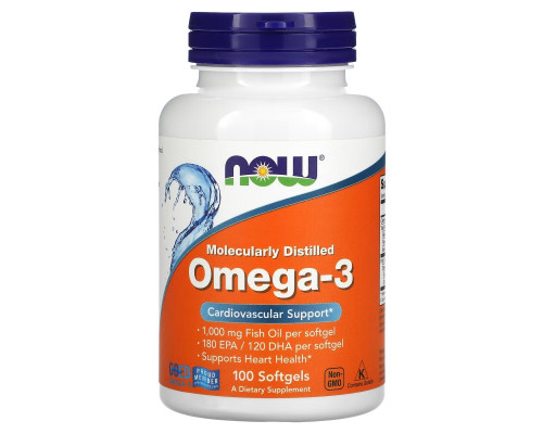 Now Foods, Molecularly Distilled Omega-3, 100 Softgels Now Foods, Molecularly Distilled Omega-3, 100 Softgels