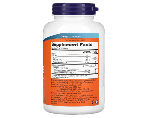 Now Foods Омега-3 180 желатиновых капсул Now Foods Омега-3 180 желатиновых капсул