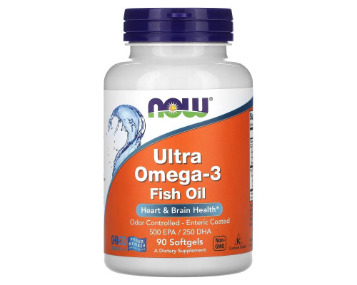 Now Foods, Ультра Омега-3, 500 EPA/250 DHA, 90 мягких капсул Now Foods, Ультра Омега-3, 500 EPA/250 DHA, 90 мягких капсул