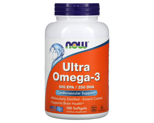 Now Foods Ультра Омега-3 500 ЭПК/250 ДГК 180 капсул Now Foods Ультра Омега-3 500 ЭПК/250 ДГК 180 капсул