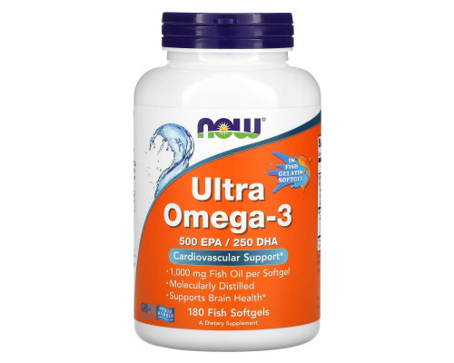 Now Foods, Ultra Omega-3, 500 EPA/250 DHA, 180 Fish Softgels Now Foods, Ultra Omega-3, 500 EPA/250 DHA, 180 Fish Softgels
