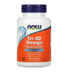 Now Foods, Рыбий жир Омега Tri-3D + витамин D-3, 90 капсул