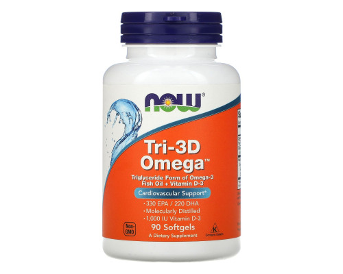 Now Foods, Рыбий жир Омега Tri-3D + витамин D-3, 90 капсул Now Foods, Рыбий жир Омега Tri-3D + витамин D-3, 90 капсул