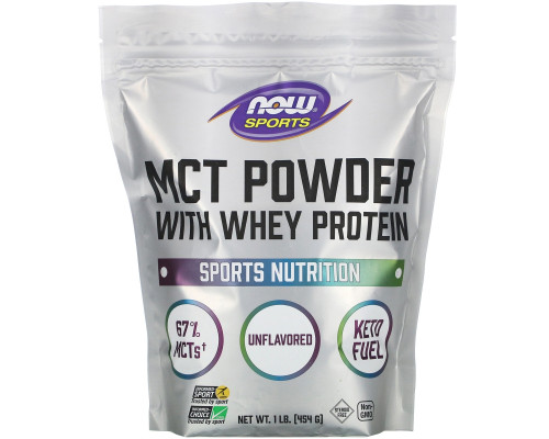 Now Foods, Sports, MCT Powder with Whey Protein, Unflavored, 1 lb (454 g) Now Foods, Sports, MCT Powder with Whey Protein, Unflavored, 1 lb (454 g)