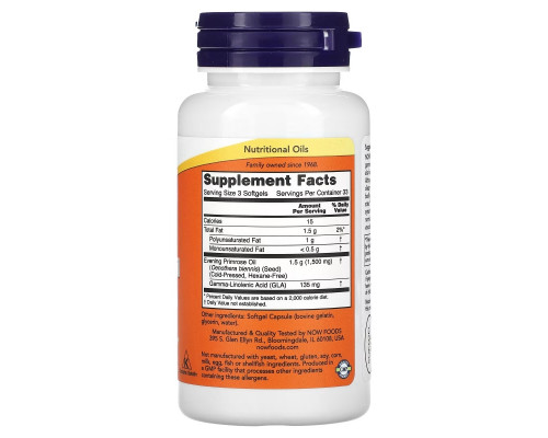 NOW Foods, Evening Primrose Oil, 500 mg, 100 Softgels NOW Foods, Evening Primrose Oil, 500 mg, 100 Softgels