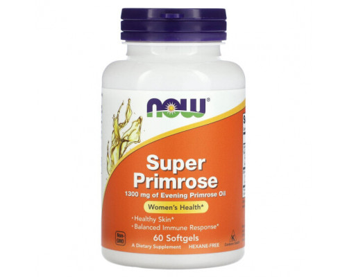Женское здоровье NOW Foods, Super Primrose, масло примулы, 1300 мг, 60 капсул Женское здоровье NOW Foods, Super Primrose, масло примулы, 1300 мг, 60 капсул