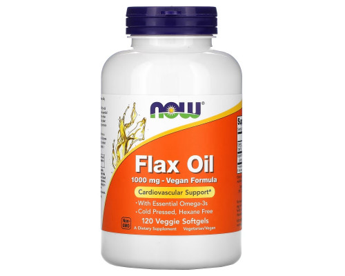 Now Foods, Organic Flax Oil, 1000mg - Vegan Formula, 120 Veggie Softgels Now Foods, Organic Flax Oil, 1000mg - Vegan Formula, 120 Veggie Softgels