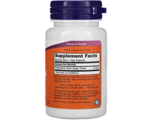 Now Foods Policosanol 10 мг 90 вегетарианских капсул Now Foods Policosanol 10 мг 90 вегетарианских капсул