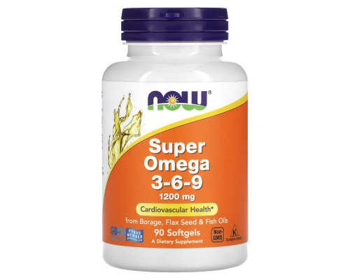Now Foods, Super Omega 3- 6- 9, 1,200 mg, 90 Softgels Now Foods, Super Omega 3- 6- 9, 1,200 mg, 90 Softgels