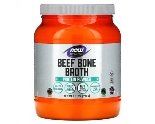 NOW Foods, Sports, протеиновый порошок из говяжьего костного бульона, 544 г (1,2 фунта) NOW Foods, Sports, протеиновый порошок из говяжьего костного бульона, 544 г (1,2 фунта)