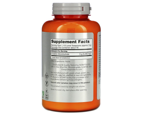 Now Foods Моногидрат креатина 227 г Now Foods Моногидрат креатина 227 г