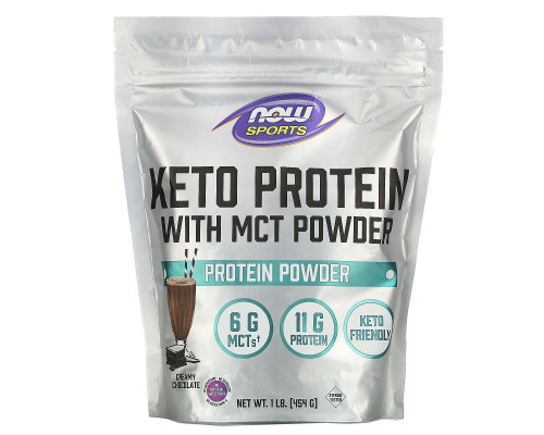 Now Foods, Sports, Keto Protein with MCT Powder, Creamy Chocolate, 1 lb (454 g) Now Foods, Sports, Keto Protein with MCT Powder, Creamy Chocolate, 1 lb (454 g)