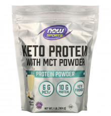 Now Foods, Sports, Keto Protein with MCT Powder, Vanilla Cream, 1 lb (454 g)
