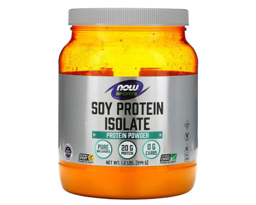 Now Foods, Спортивный продукт, изолят соевого белка, натуральный вкус без вкусовых добавок, 544 г (1,2 фунта)