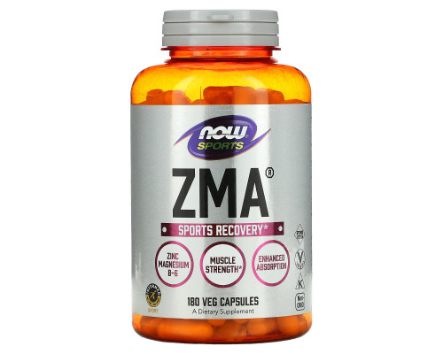 Now Foods, Спортивное питание, Комплекс ZMA, Восстановление после физических упражнений, 180 капсул Now Foods, Спортивное питание, Комплекс ZMA, Восстановление после физических упражнений, 180 капсул