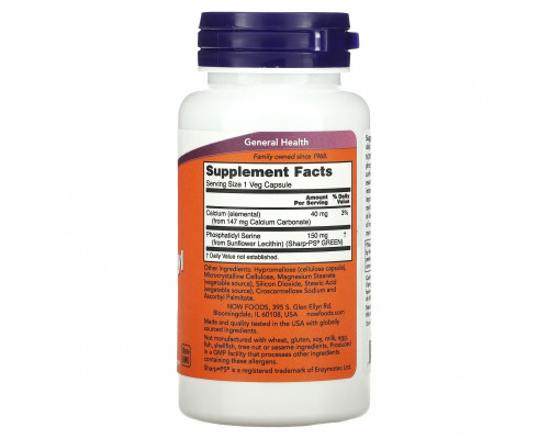 NOW Foods, Phosphatidyl Serine, Soy-Free, 150 mg, 60 Veg Capsules NOW Foods, Phosphatidyl Serine, Soy-Free, 150 mg, 60 Veg Capsules