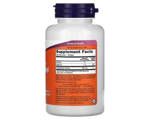 Now Foods, Extra Strength Phosphatidyl Serine, 300 mg, 50 Softgels Now Foods, Extra Strength Phosphatidyl Serine, 300 mg, 50 Softgels