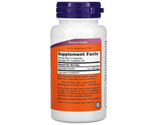 Now Foods Пчелиная пыльца в капсулах 500 мг 100 капсул Now Foods Пчелиная пыльца в капсулах 500 мг 100 капсул