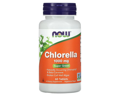 NOW Foods, Chlorella, 1,000 mg, 60 Tablets NOW Foods, Chlorella, 1,000 mg, 60 Tablets