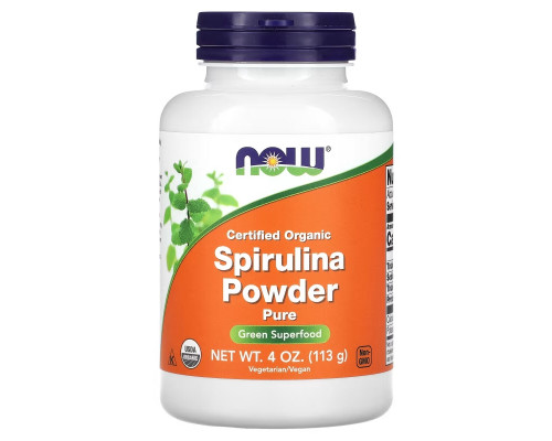 NOW Foods, Certified Organic Spirulina Powder, Pure, 4 oz (113 g) NOW Foods, Certified Organic Spirulina Powder, Pure, 4 oz (113 g)