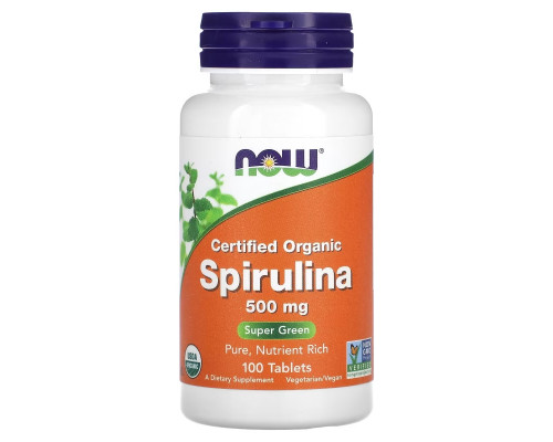 Now Foods, Certified Organic Spirulina, 500 mg, 100 Tablets Now Foods, Certified Organic Spirulina, 500 mg, 100 Tablets